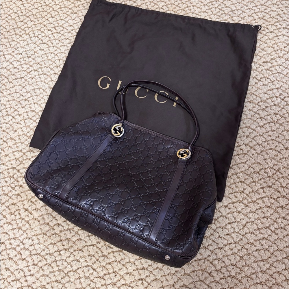 Gucci Black Embossed Shoulder Bag
